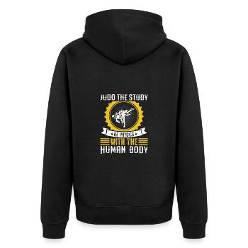 Judo the Study of Physics with a human body - Unisex Premium Organic Zip Hoodie - black - Back - Nico (187cm)