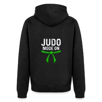Judo Mode on - Unisex Premium Organic Zip Hoodie - black - Back - Nico (187cm)