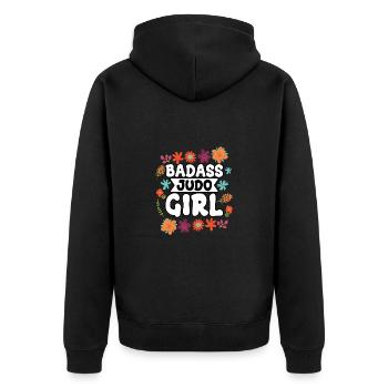 Badass Judo Mädchen - Unisex Premium Bio Zip Hoodie - Schwarz - Hinten - Nico (187cm)