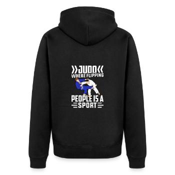 Judo, wo das Flippen von Menschen ein Sport ist - Unisex Premium Bio Zip Hoodie - Schwarz - Hinten - Nico (187cm)