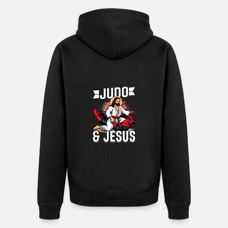 Le judo et Jésus - Veste à capuche bio Premium Unisexe - noir