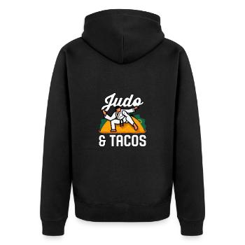 Judo and Tacos - Unisex Premium Organic Zip Hoodie - black - Back - Nico (187cm)