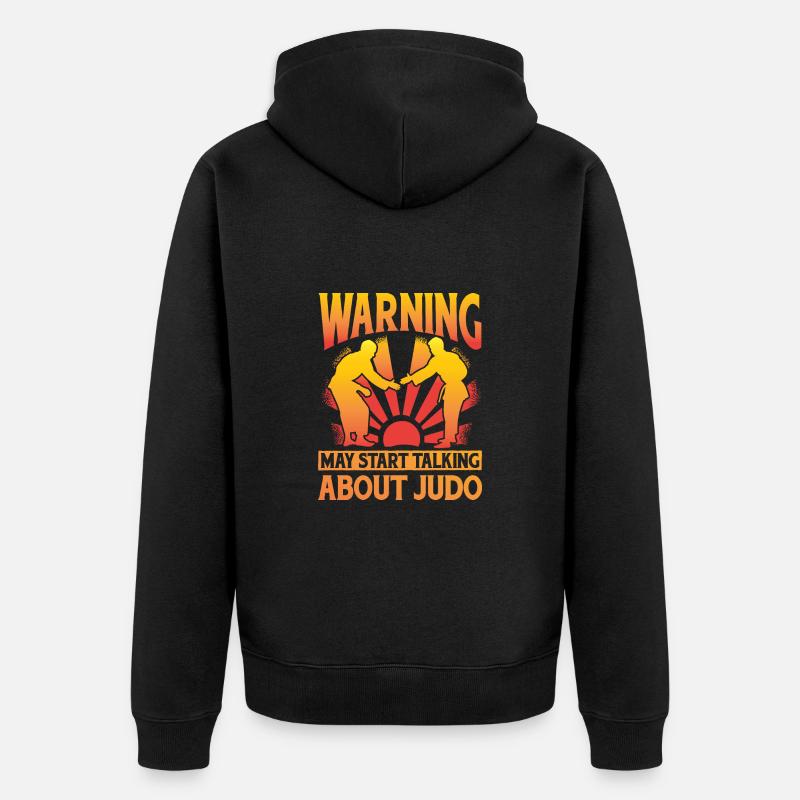 Attention peut parler de Judo - Veste à capuche bio Premium Unisexe - noir
