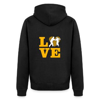 Ich liebe Judo - Unisex Premium Bio Zip Hoodie - Schwarz - Hinten - Nico (187cm)