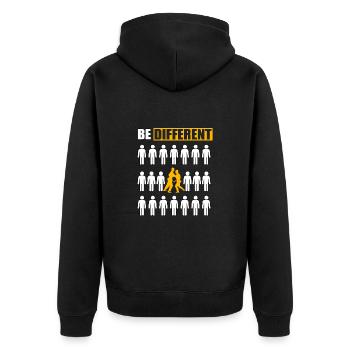 Be Different Judo - Unisex Premium Organic Zip Hoodie - black - Back - Nico (187cm)