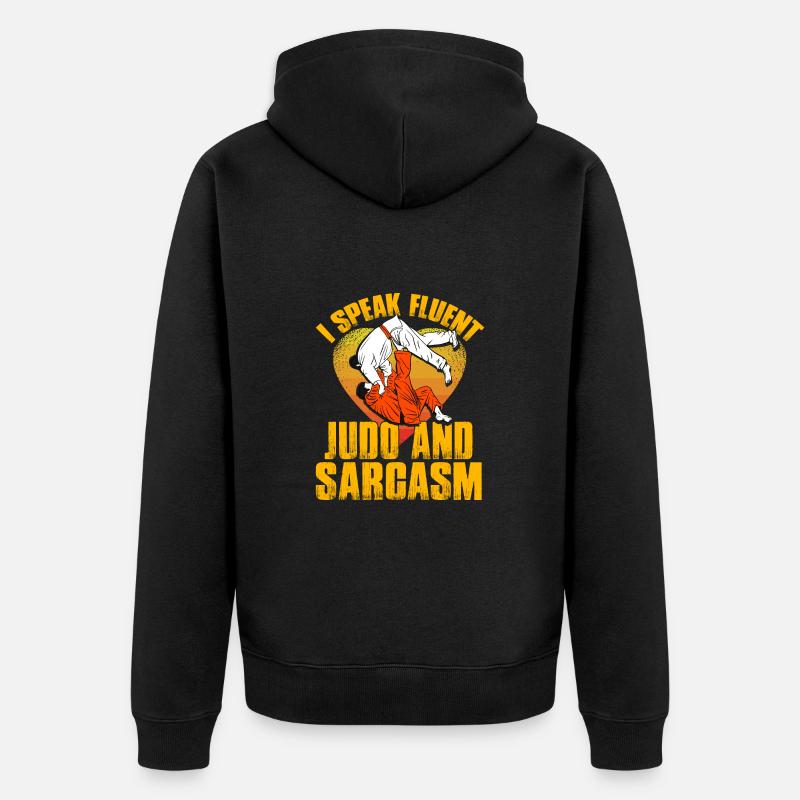 Je parle Judo et Sarcasme - Veste à capuche bio Premium Unisexe - noir