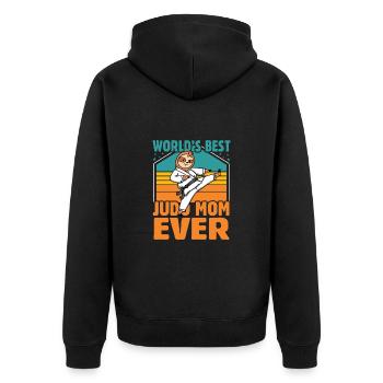 Die Judo-Mama aller Zeiten - Unisex Premium Bio Zip Hoodie - Schwarz - Hinten - Nico (187cm)