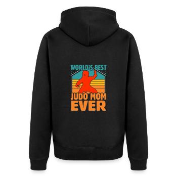 Die weltbeste Judo-Mama aller Zeiten - Unisex Premium Bio Zip Hoodie - Schwarz - Hinten - Nico (187cm)