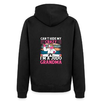 Ich kann meinen Wahnsinn nicht verbergen: Ich bin eine Judo-Oma - Unisex Premium Bio Zip Hoodie - Schwarz - Hinten - Nico (187cm)