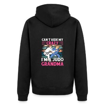 Ich kann meinen Wahnsinn nicht verbergen: Ich bin eine Judo-Oma - Unisex Premium Bio Zip Hoodie - Schwarz - Hinten - Nico (187cm)