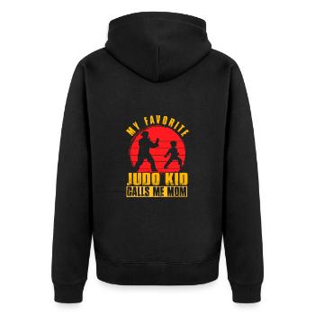Mein Lieblings-Judo-Kind nennt mich Mama - Unisex Premium Bio Zip Hoodie - Schwarz - Hinten - Nico (187cm)
