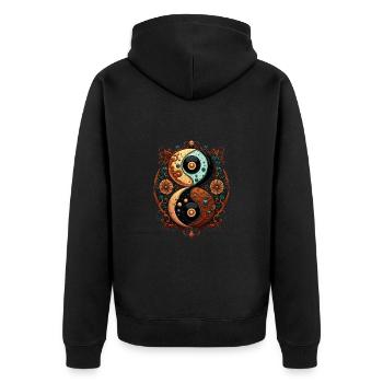 Yin Yang - Unisex Premium Bio Zip Hoodie - Schwarz - Hinten - Nico (187cm)