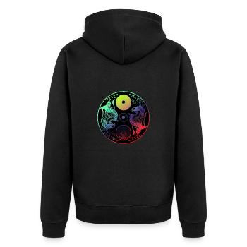 Yin Yang - Unisex Premium Bio Zip Hoodie - Schwarz - Hinten - Nico (187cm)