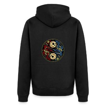 Yin Yang - Unisex Premium Bio Zip Hoodie - Schwarz - Hinten - Nico (187cm)