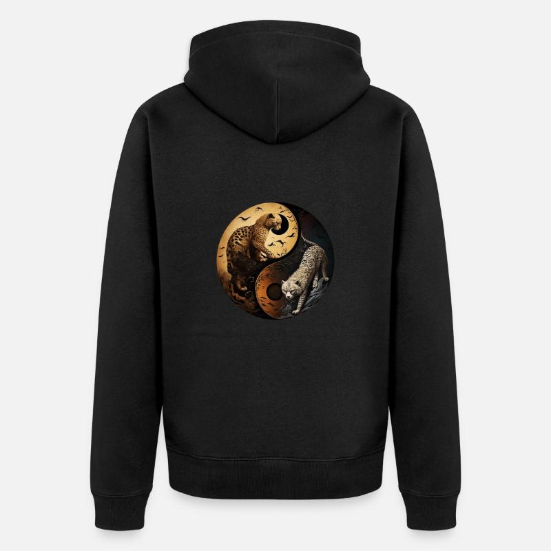 Yin Yang Chats sauvages - Veste à capuche bio Premium Unisexe - noir