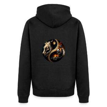 Yin Yang - Unisex Premium Bio Zip Hoodie - Schwarz - Hinten - Nico (187cm)