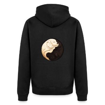 Yin Yang Welpe - Unisex Premium Bio Zip Hoodie - Schwarz - Hinten - Nico (187cm)