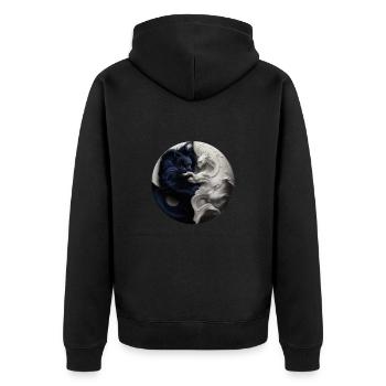 Yin Yang Schwarz Weiß - Unisex Premium Bio Zip Hoodie - Schwarz - Hinten - Nico (187cm)