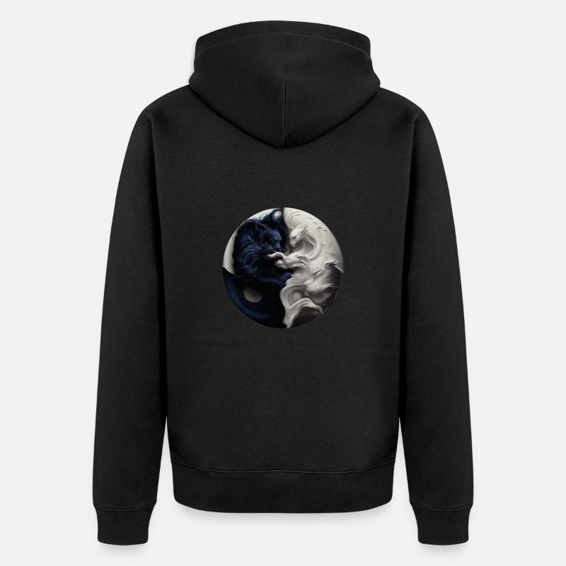 Yin Yang Noir Blanc - Veste à capuche bio Premium Unisexe - noir
