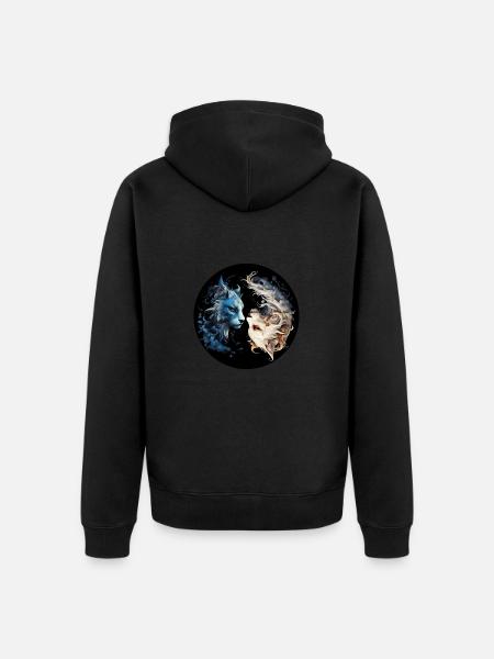 Yin Yang Cats - Unisex Premium Organic Zip Hoodie - black
