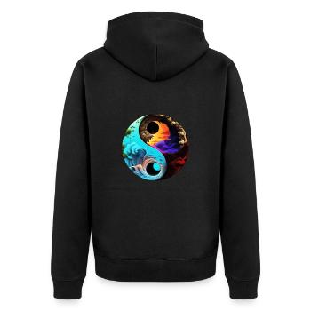 Yin Yang - Unisex Premium Bio Zip Hoodie - Schwarz - Hinten - Nico (187cm)