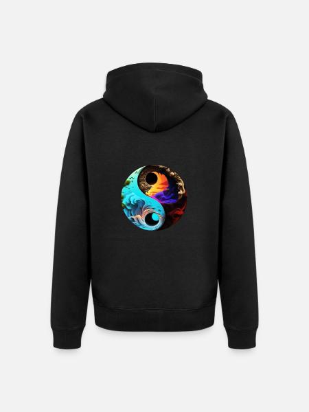 Yin Yang - Unisex Premium Organic Zip Hoodie - black