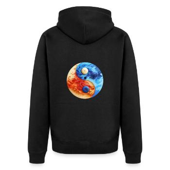 Yin Yang - Unisex Premium Bio Zip Hoodie - Schwarz - Hinten - Nico (187cm)