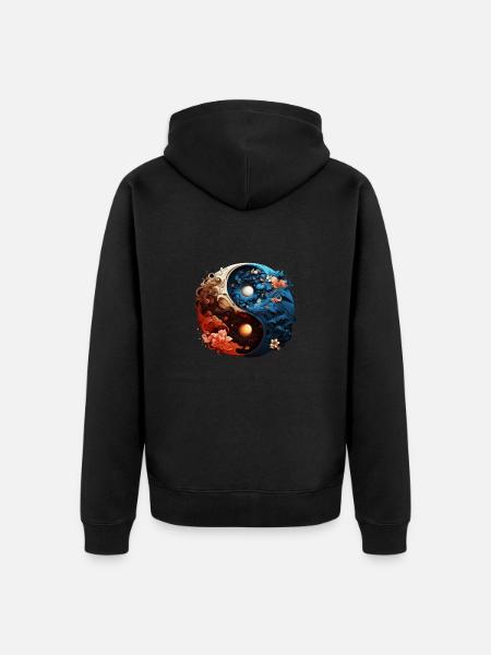 Yin Yang - Unisex Premium Organic Zip Hoodie - black