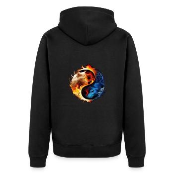 Yin Yang - Unisex Premium Bio Zip Hoodie - Schwarz - Hinten - Nico (187cm)