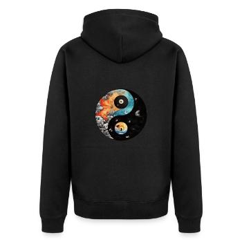 Yin Yang - Unisex Premium Bio Zip Hoodie - Schwarz - Hinten - Nico (187cm)