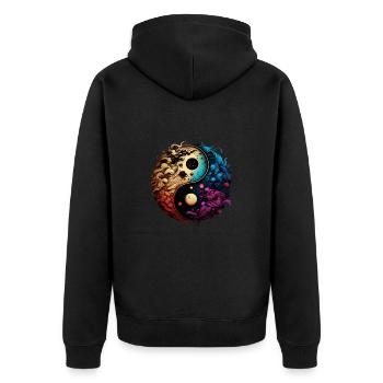 Yin Yang - Unisex Premium Bio Zip Hoodie - Schwarz - Hinten - Nico (187cm)