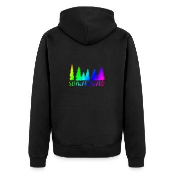 Schwarzwald | Gebirge | Wandern | Urlaub - Unisex Premium Bio Zip Hoodie - Schwarz - Hinten - Nico (187cm)