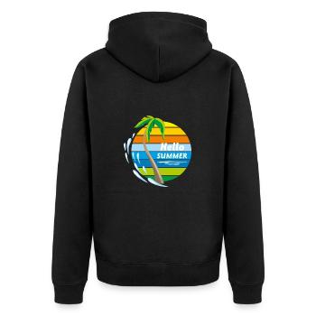 Hallo Sommer - Unisex Premium Bio Zip Hoodie - Schwarz - Hinten - Nico (187cm)