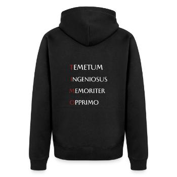 Timo - Unisex Premium Bio Zip Hoodie - Schwarz - Hinten - Nico (187cm)