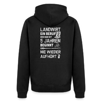Landwirt Beruf - Unisex Premium Bio Zip Hoodie - Schwarz - Hinten - Nico (187cm)