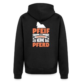 Pferd Pferde - Unisex Premium Bio Zip Hoodie - Schwarz - Hinten - Nico (187cm)