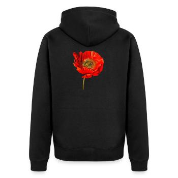 Mohn Blume - Unisex Premium Bio Zip Hoodie - Schwarz - Hinten - Nico (187cm)