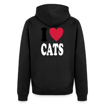 I love CATS - Unisex Premium Organic Zip Hoodie - black - Back - Nico (187cm)