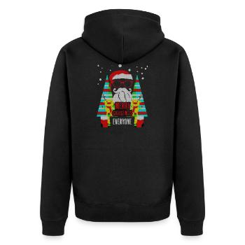 Ugly Merry Christmas Sweater Xmas Santa Gift - Unisex Premium Organic Zip Hoodie - black - Back - Nico (187cm)