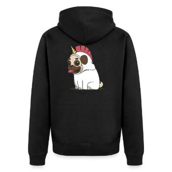 Unicorn unicorn pug pug dogs dogs animal - Unisex Premium Organic Zip Hoodie - black - Back - Nico (187cm)