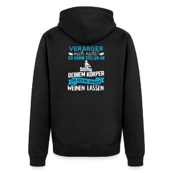 Physiotherapeut Physio Beruf Sprüche neu Geschenk - Unisex Premium Bio Zip Hoodie - Schwarz - Hinten - Nico (187cm)