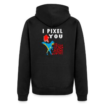 pixel - Unisex Premium Organic Zip Hoodie - black - Back - Nico (187cm)