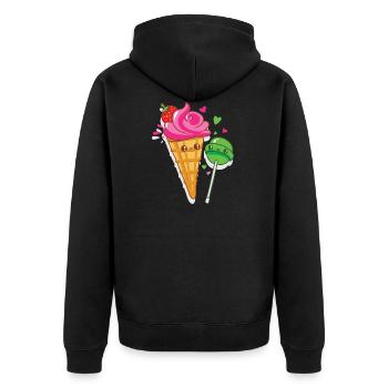 Happy ice cream and lollipops are in love - Unisex Premium Organic Zip Hoodie - black - Back - Nico (187cm)