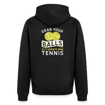 Prenez vos balles, nous allons jouer au tennis cadeau - Veste à capuche bio Premium Unisexe - noir - Dos - Nico (187cm)