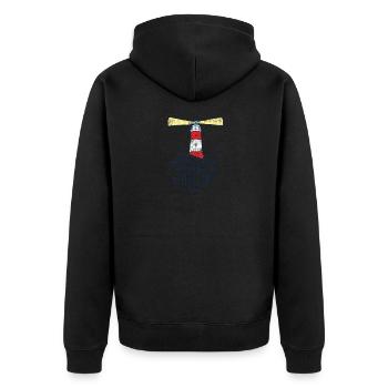 festland nordlichter - Unisex Premium Bio Zip Hoodie - Schwarz - Hinten - Nico (187cm)