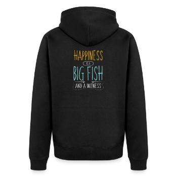 Funny Fishing T Shirts - Unisex Premium Bio Zip Hoodie - Schwarz - Hinten - Nico (187cm)