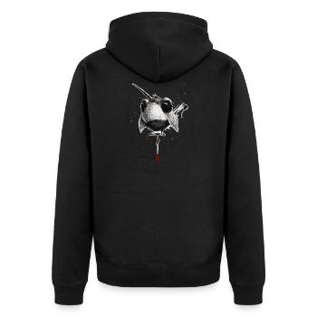 Sketchy Bird # 02 - Unisex Premium Organic Zip Hoodie - black - Back - Nico (187cm)