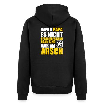 Papa reparieren am Arsch Handwerker Familie Garage - Unisex Premium Bio Zip Hoodie - Schwarz - Hinten - Nico (187cm)