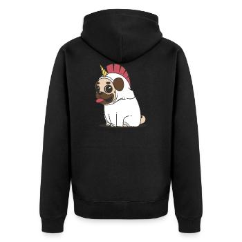 A91AE86B 755E 493D A5CC F9B05F31059A - Unisex Premium Organic Zip Hoodie - black - Back - Nico (187cm)