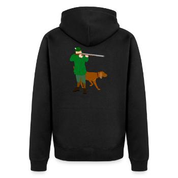 Chasse, chien, chasseur - Veste à capuche bio Premium Unisexe - noir - Dos - Nico (187cm)